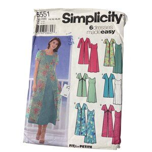 Y2K Simplicity 5551 Sewing Pattern Size 14-20 Petite Pullover Dress Duster CUT